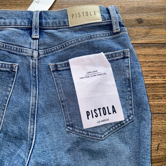 Pistola Lana Crop High Rise Ultra Wide Leg Color - Rhythm Vintage Jeans NTW - Picture 2 of 9
